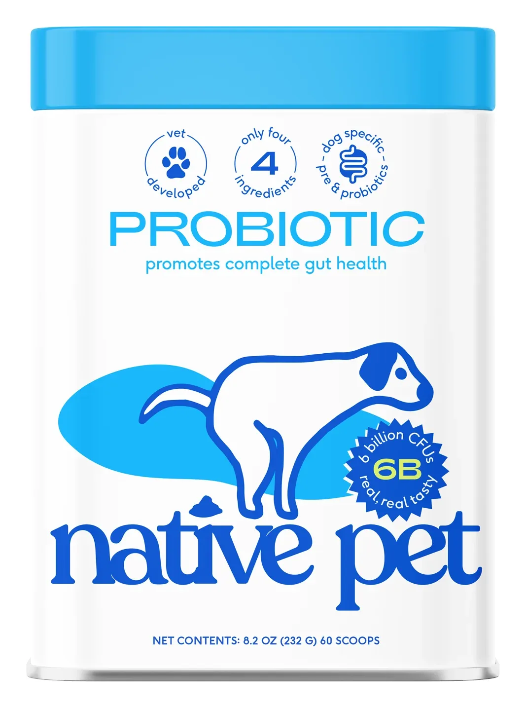 Native Pet Probiotic tin, 60 scoops
